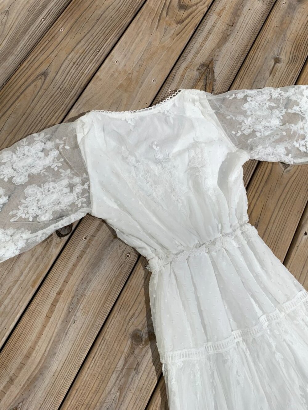 Vintage Boho Lace Wedding Dress Womens Small - Picture 10 of 16